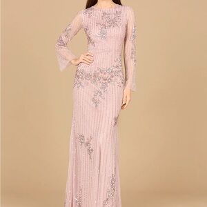 LARA Pink Long Sleeve Bell Gown for Weddings
